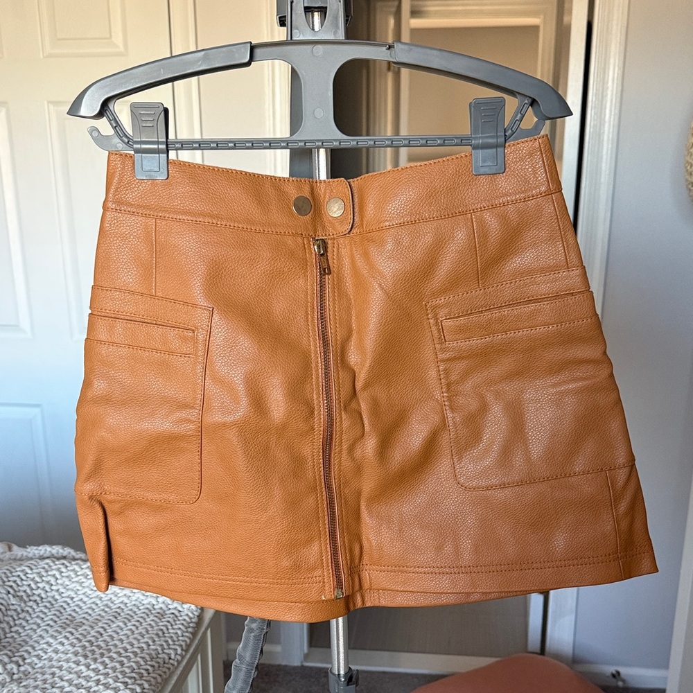 Free People Camel Pleather Skirt